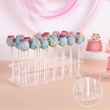ANDGOO 2-Pack Cake Pop Stand, 21 Holes Lollipop Holder Clear Acrylic Cake Pop Stand Display Cake Pop Holder Stand for Weddings Birthday Parties Candy Decorative