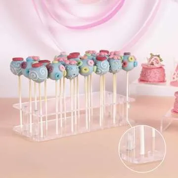 ANDGOO 2-Pack Cake Pop Stand, 21 Holes Lollipop Holder Clear Acrylic Cake Pop Stand Display Cake Pop Holder Stand for Weddings Birthday Parties Candy Decorative