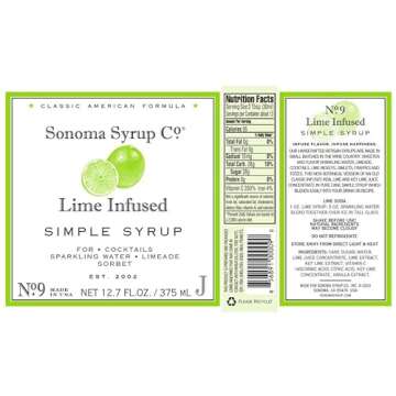 Sonoma Syrup Co Lime Infused Simple Syrup, 12.7 fl oz