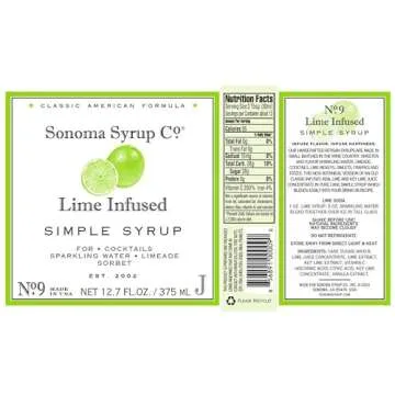 Sonoma Syrup Co Lime Infused Simple Syrup - 12.7 fl oz