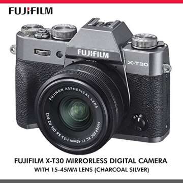 Fujifilm X-T30 4K Wi-Fi Mirrorless Digital Camera with XC 15-45mm Lens Kit - Charcoal Silver with 64...