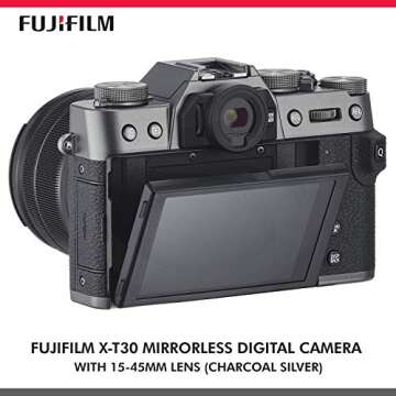 Fujifilm X-T30 4K Wi-Fi Mirrorless Digital Camera with XC 15-45mm Lens Kit - Charcoal Silver with 64GB Deluxe Bundle and Travel Photo Cleaning Kit