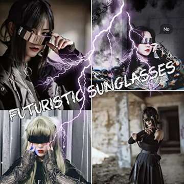 Dollger Futuristic Sunglasses Space Cyclops Wrap Around Glasses Rimless Translucent Mirrored Lens