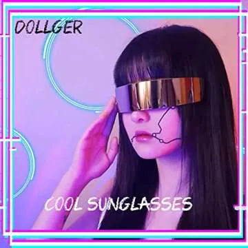 Dollger Futuristic Sunglasses Space Cyclops Wrap Around Glasses Rimless Translucent Mirrored Lens