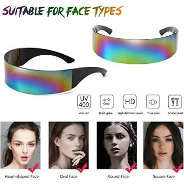 Dollger Futuristic Sunglasses Space Cyclops Wrap Around Glasses Rimless Translucent Mirrored Lens