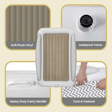 ELTOW Portable Inflatable Toddler Travel Bed Set - Grey Chevron