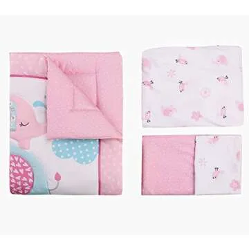 4-Piece Pink Elephant Crib Bedding Set for Baby Girls