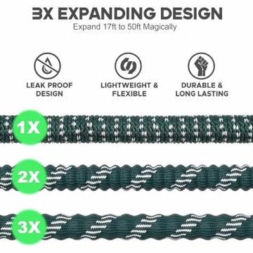 Expandable Garden Hose 50 ft with 10 Function Nozzle Sprayer, Lightweight & No-Kink Flexible Water H...