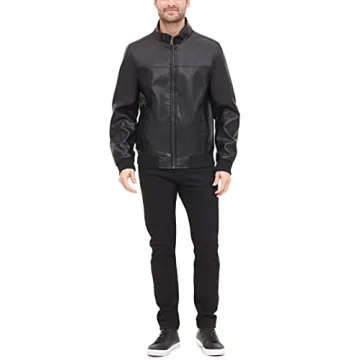 Tommy Hilfiger Faux Leather Bomber Jacket for Men