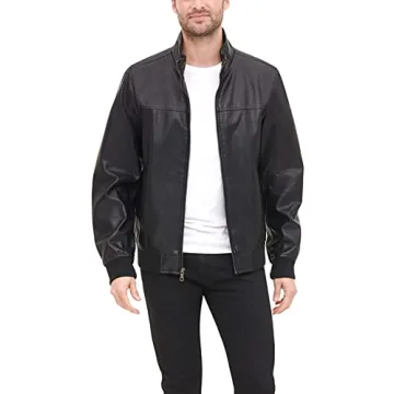 Tommy Hilfiger Faux Leather Bomber Jacket for Men