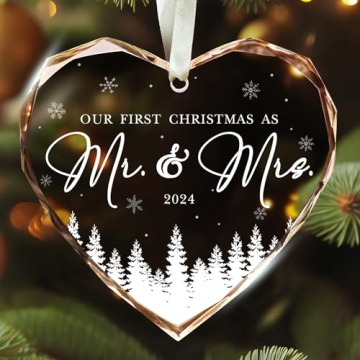 Stunning Glass Mr and Mrs Ornament - Ideal Wedding Gift for Couples 2024