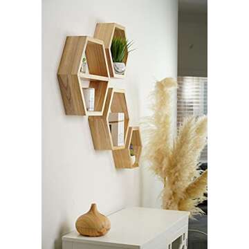 Extra Large Hexagon Floating Shelves - Set of 4 - Honeycomb Shelves Octagon Shelves Wall Hanging She...