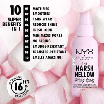 NYX PROFESSIONAL MAKEUP Marshmellow Setting Spray, Matte Setting Spray for 16HR Make Up Wear