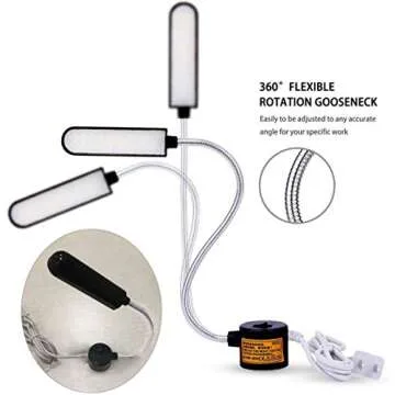 EVISWIY Sewing Machine Light LED Lighting (30LEDs) 6 Watt Multifunctional Flexible Gooseneck Arm Work Lamp with Magnetic Mounting Base for Workbench Lathe Drill Press 2 Pack