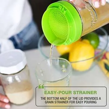 Masontops kefir lid mason jar lids wide mouth mason jar lids living culture grain drainer starter kit for home fermentation 2 packs