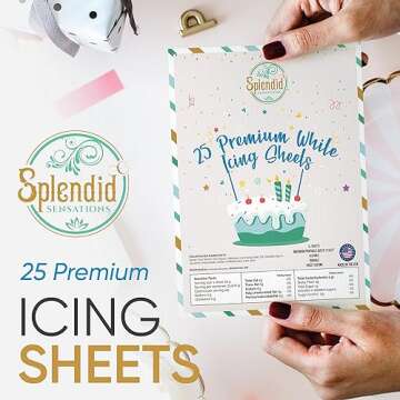 Splendid Sensations 25 ct Edible Paper, Edible Printer, Edible Images for Cakes, Edible Paper for Cakes and Cookies, Sugar Paper, Icing Sheets, Edible Cake Images, Edible Cake Prints