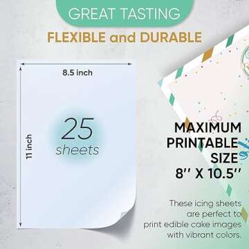 Splendid Sensations 25 ct Edible Paper, Edible Printer, Edible Images for Cakes, Edible Paper for Cakes and Cookies, Sugar Paper, Icing Sheets, Edible Cake Images, Edible Cake Prints