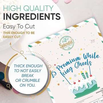 Splendid Sensations 25 ct Edible Paper, Edible Printer, Edible Images for Cakes, Edible Paper for Cakes and Cookies, Sugar Paper, Icing Sheets, Edible Cake Images, Edible Cake Prints