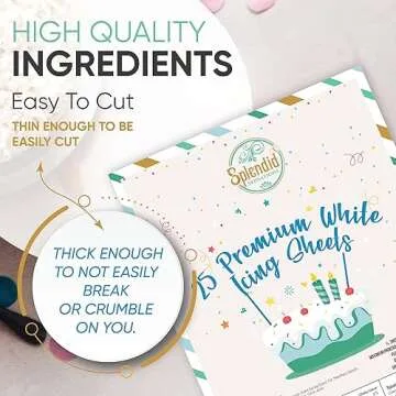 Splendid Sensations 25 ct Edible Paper, Edible Printer, Edible Images for Cakes, Edible Paper for Cakes and Cookies, Sugar Paper, Icing Sheets, Edible Cake Images, Edible Cake Prints