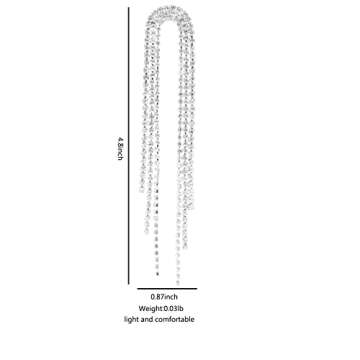 Sterling Silver Rhinestone Dangle Earrings for Women, Hypoallergenic Long Tassel Drop Bridal Jewelry...