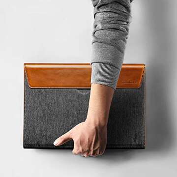 tomtoc Laptop Case Sleeve Designed for 15-inch MacBook Pro with Touch Bar A1990 A1707 (Late 2016-2020), Water-Resistant Box Style PU Leather Envelope Case Bag Cover