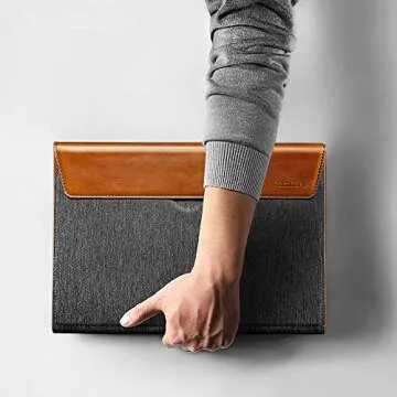tomtoc Laptop Case Sleeve Designed for 15-inch MacBook Pro with Touch Bar A1990 A1707 (Late 2016-2020), Water-Resistant Box Style PU Leather Envelope Case Bag Cover