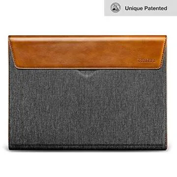 tomtoc Laptop Case Sleeve Designed for 15-inch MacBook Pro with Touch Bar A1990 A1707 (Late 2016-2020), Water-Resistant Box Style PU Leather Envelope Case Bag Cover