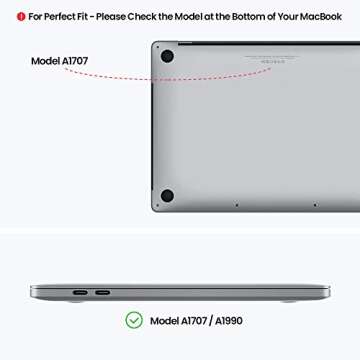 tomtoc Laptop Case Sleeve Designed for 15-inch MacBook Pro with Touch Bar A1990 A1707 (Late 2016-2020), Water-Resistant Box Style PU Leather Envelope Case Bag Cover