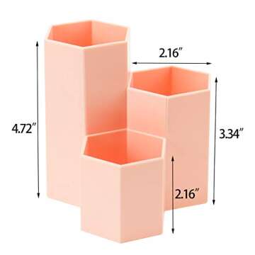 Weiai Makeup Brush Holder Organizer, 3 Slots Pink Cosmetic Brushes Storage Solution
