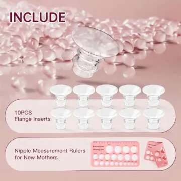 Nipple Ruler, Flange Sizing Kit with 10PCS Flange Insert 13/15/17/19/21mm, Silicone & Soft Flange Insert Kit for Breast Pump Replacement Accessories, Flange Sizing Measurement Tool (Multicolor)