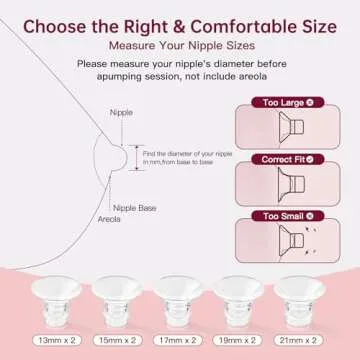 Nipple Ruler, Flange Sizing Kit with 10PCS Flange Insert 13/15/17/19/21mm, Silicone & Soft Flange Insert Kit for Breast Pump Replacement Accessories, Flange Sizing Measurement Tool (Multicolor)