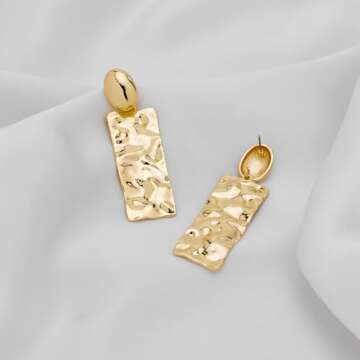 FILMOON Gold Earrings for Women Drop Earrings Trendy Dangle Geometric Rectangle Gold Earring Statement Jewelry