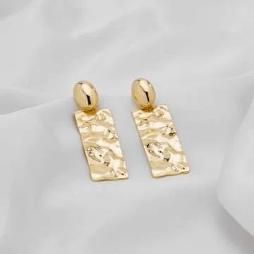 FILMOON Gold Earrings for Women Drop Earrings Trendy Dangle Geometric Rectangle Gold Earring Statement Jewelry