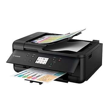 Canon PIXMA TR7520 All-In-One Wireless Home Photo Office All-In-One Printer with Scanner, Copier and Fax: Airprint and Google Cloud Compatible, Black, Works with Alexa