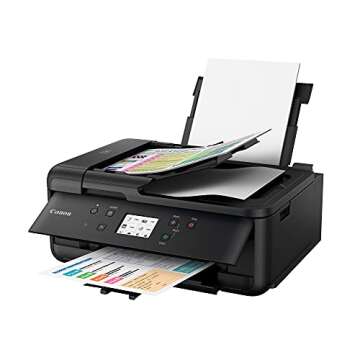 Canon PIXMA TR7520 All-In-One Wireless Home Photo Office All-In-One Printer with Scanner, Copier and Fax: Airprint and Google Cloud Compatible, Black, Works with Alexa
