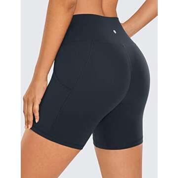 CRZ YOGA Womens Butterluxe Biker Shorts with Pockets 5 Inches - High Waisted Volleyball Workout Athletic Yoga True Navy Medium