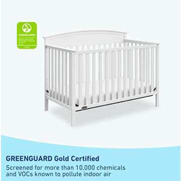 Graco Benton 5-in-1 Convertible Crib (White) – GREENGUARD Gold Certified, Converts from Baby Crib to Toddler Bed, Daybed and Full-Size Bed, Fits Standard Full-Size Crib Mattress