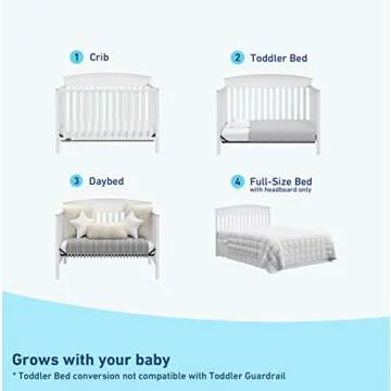 Graco Benton 5-in-1 Convertible Crib (White) – GREENGUARD Gold Certified, Converts from Baby Crib to Toddler Bed, Daybed and Full-Size Bed, Fits Standard Full-Size Crib Mattress