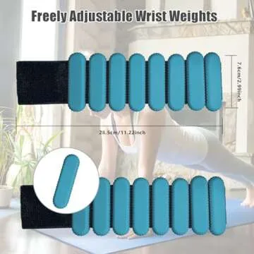 TIMOOU Ankle Weights for Women Men, Adjustable Wrist Weighted Bracelet for Home Gym Workout, Walking, Running, Travel, Pilate, Yoga, Exercise,Barre,Strength Training. Set of 2 (1Lb Each) (Blue)
