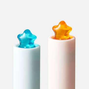 Kaco FIRST Gel Pens Cute Stationery Black Ink 2 Pieces with Extra 4 Refills, 0.5 mm Fine Point, Aesthetic Cute Star Pens for Journaling