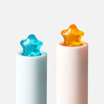 Kaco FIRST Gel Pens Cute Stationery Black Ink 2 Pieces with Extra 4 Refills, 0.5 mm Fine Point, Aesthetic Cute Star Pens for Journaling