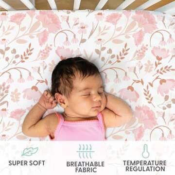 The Peanutshell 4-Pack Fitted Crib Sheet Set - Super Soft & Breathable Baby Girl Crib Sheets, Nurser...