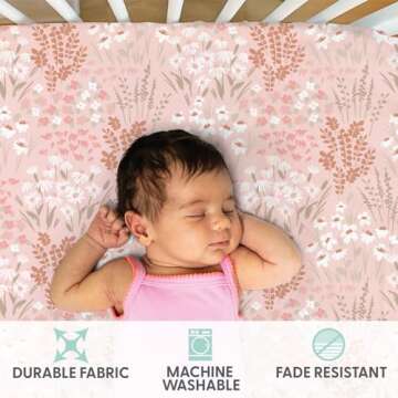 The Peanutshell 4-Pack Fitted Crib Sheet Set - Super Soft & Breathable Baby Girl Crib Sheets, Nursery Decor, Fit for Standard Mattress Cover- Whimsical Floral