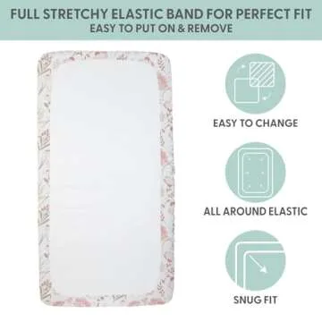 The Peanutshell 4-Pack Fitted Crib Sheet Set - Super Soft & Breathable Baby Girl Crib Sheets, Nursery Decor, Fit for Standard Mattress Cover- Whimsical Floral