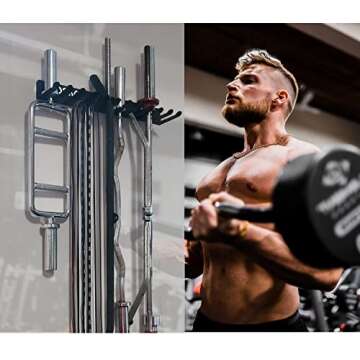 Poskad Gym Storage Rack,12 Hook Heavy-Duty Steel Gym Organizer Wall Mount Hanger for Home and Pro, Gym Accessory Storage Resistance Bands,Jump Ropes,Lifting Belt,Barbells. (24'' -12 hooks)