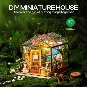 DIY Mini Green House Dollhouse Kit with LED - Perfect Gift