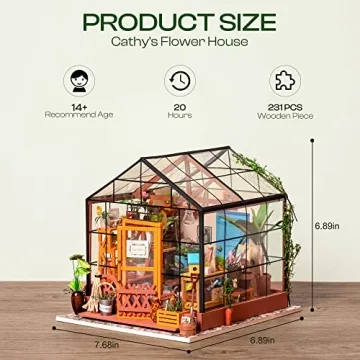 DIY Mini Green House Dollhouse Kit with LED - Perfect Gift