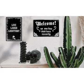 Funny Dark Humor Goth Wall Decor Live Laugh Lobotomy Sign For Gothic Room, Home, Bedroom, Bathroom, Office 8 x 12 Inch (942)