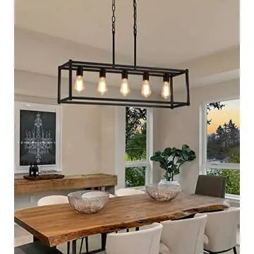 AMZASA Rectangular Chandelier for Dining Room and Kitchen