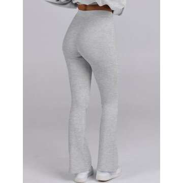 ANRABESS Women 2 Piece Sweatsuits Lounge Set Oversized Fleece Crewneck Sweatshirts Flare Pants 2024 Fall Outfits Clothes Grey Small